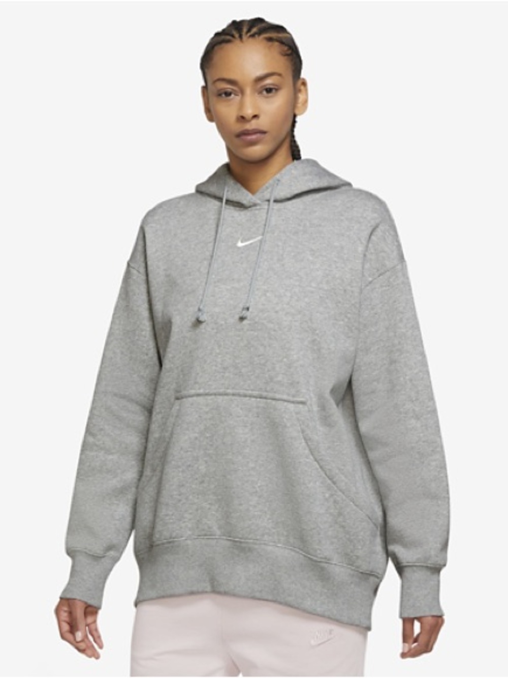 Heather Grey Nike Phoenix Fleece OS Pullover Hoodie